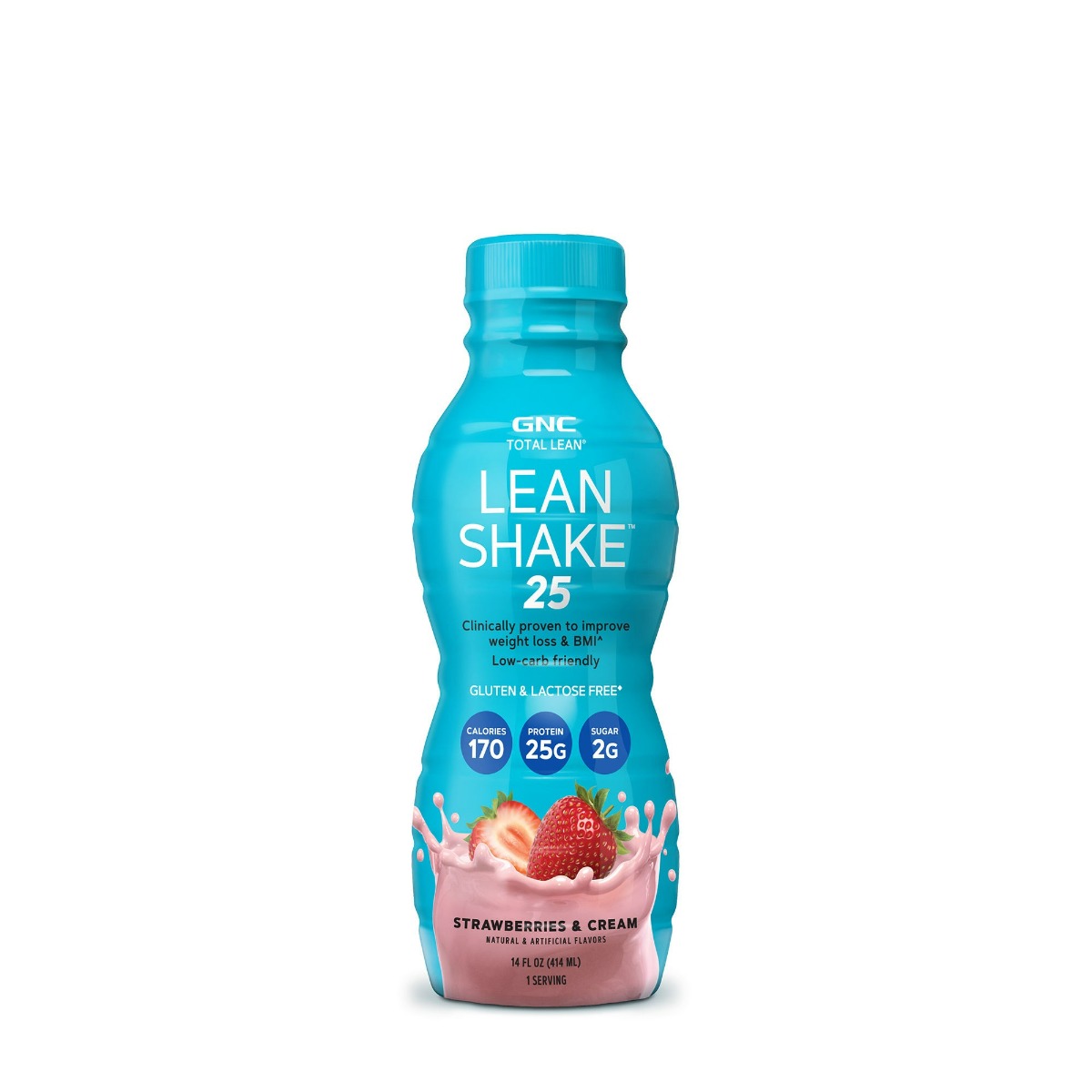 Shake proteic RTD cu aroma de capsuni si frisca, 414ml, GNC Total Lean Shake proteic RTD cu aroma de capsuni si frisca, 414ml, GNC Total Lean
