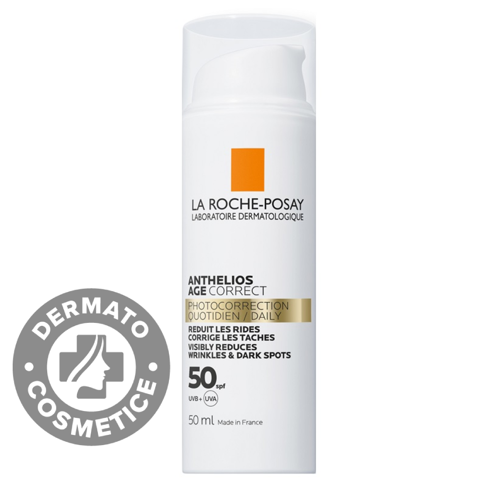 Crema cu protectie solara SPF 50 pentru fata cu actiune anti-imbatranire Anthelios Age Correct, 50ml, La Roche-Posay Crema cu protectie solara SPF 50 pentru fata cu actiune anti-imbatranire Anthelios Age Correct, 50ml, La Roche-Posay