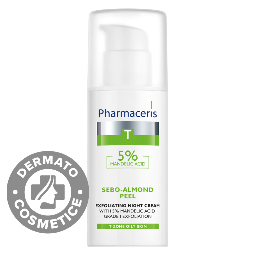 Crema de noapte pentru peeling cu acid mandelic 5% Sebo-Almod Peel T, 50ml, Pharmaceris Crema de noapte pentru peeling cu acid mandelic 5% Sebo-Almod Peel T, 50ml, Pharmaceris