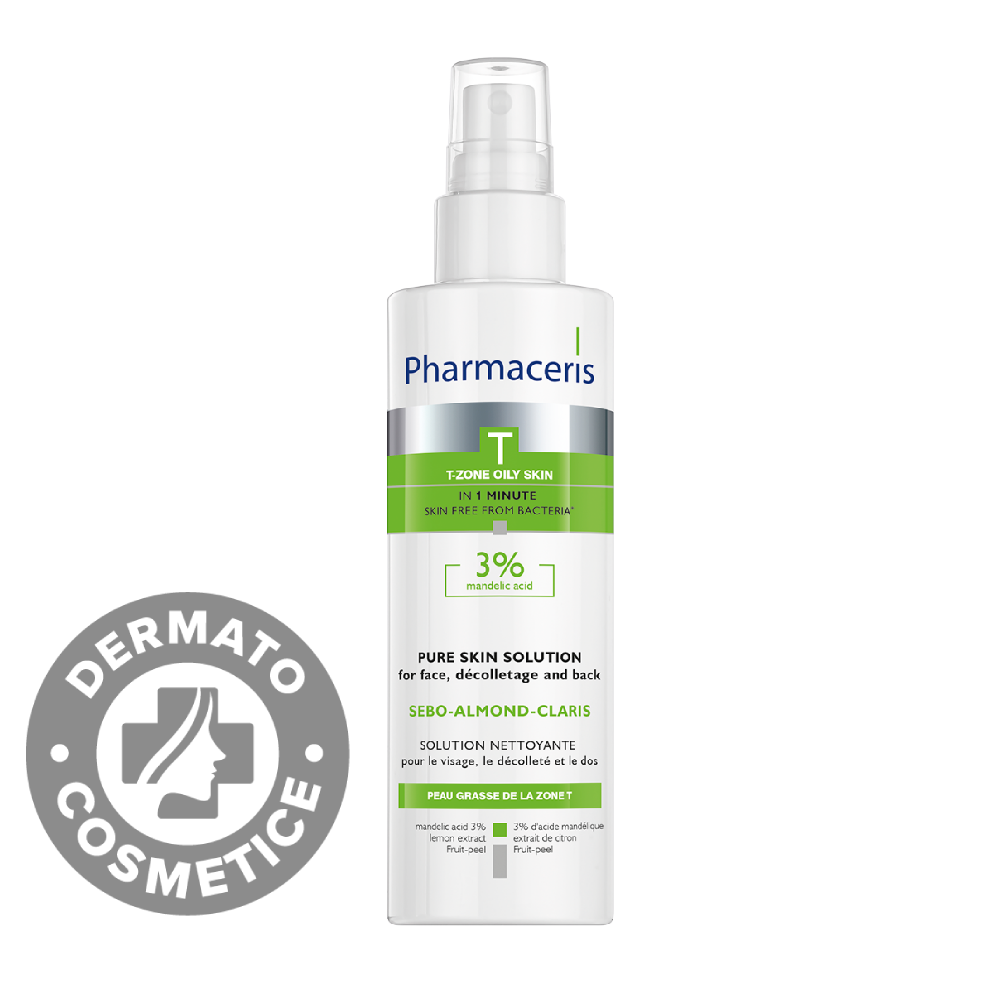 Solutie de curatare cu acid mandelic 3% Sebo-Almond-Claris T, 190ml, Pharmaceris Solutie de curatare cu acid mandelic 3% Sebo-Almond-Claris T, 190ml, Pharmaceris