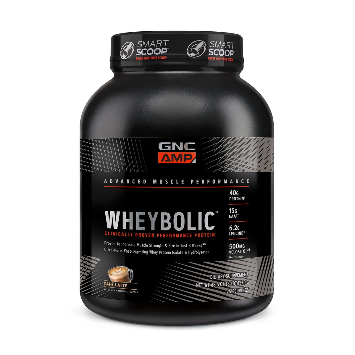 Proteina din zer cu aroma de cafea cu lapte AMP Wheybolic, 1375g, GNC Proteina din zer cu aroma de cafea cu lapte AMP Wheybolic, 1375g, GNC
