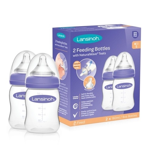Set biberon cu tetina din silicon cu flux lent 0 luni+, 2 x 160ml, Lansinoh Set biberon cu tetina din silicon cu flux lent 0 luni+, 2 x 160ml, Lansinoh