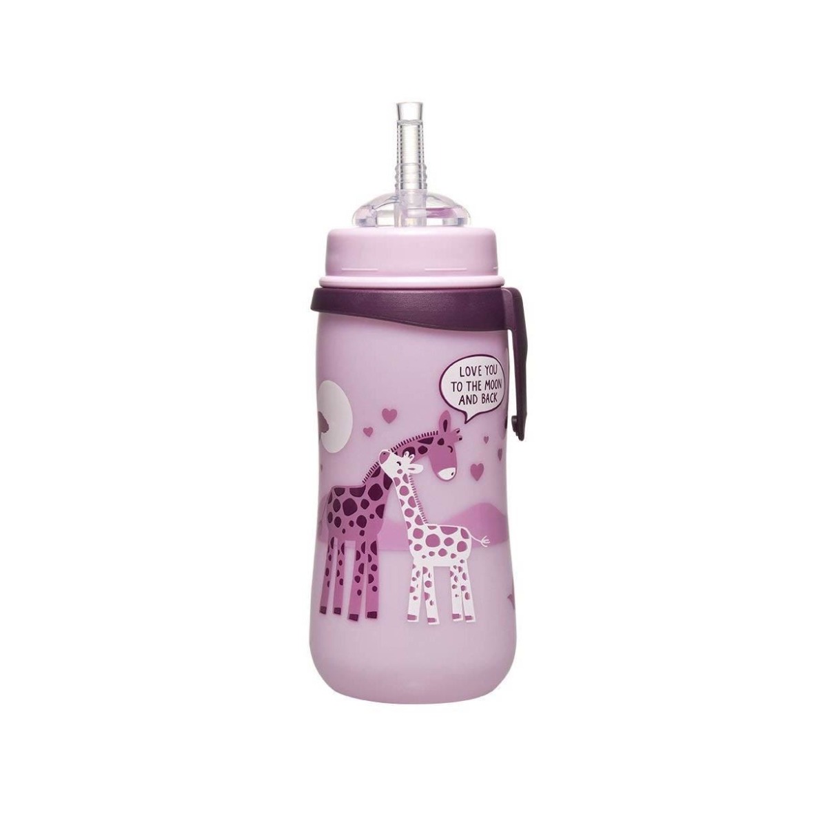 Cana PP antipicurare cu clip de prindere si pai de baut 12 luni+ pentru fete, 330ml, Nip Cana PP antipicurare cu clip de prindere si pai de baut 12 luni+ pentru fete, 330ml, Nip