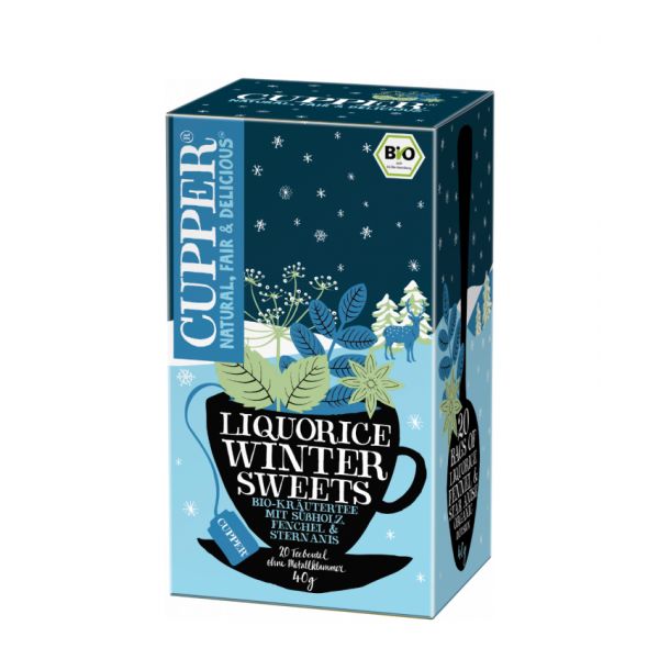 Ceai Eco infuzie lemn dulce si menta Winter Sweets, 40g, Cupper Ceai Eco infuzie lemn dulce si menta Winter Sweets, 40g, Cupper