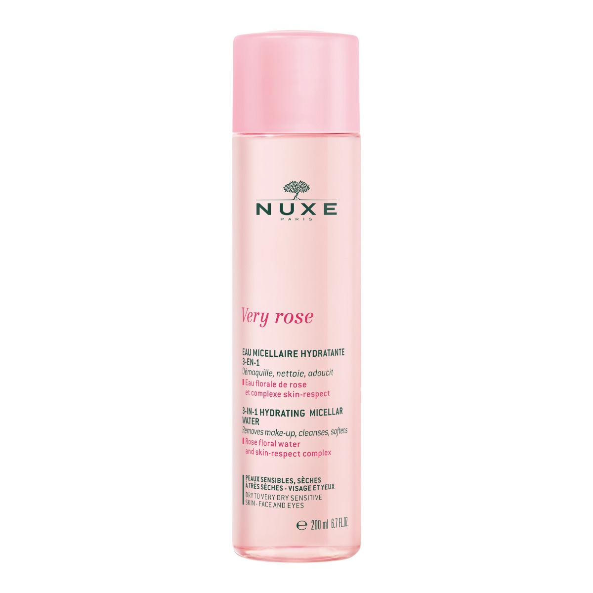 Apa micelara hidratanta pentru ten sensibil si uscat Very Rose, 200ml, Nuxe Apa micelara hidratanta pentru ten sensibil si uscat Very Rose, 200ml, Nuxe