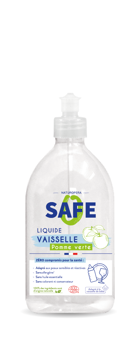 Detergent bio pentru vase cu parfum de mere verzi fara alergeni, 500ml, Safe Detergent bio pentru vase cu parfum de mere verzi fara alergeni, 500ml, Safe