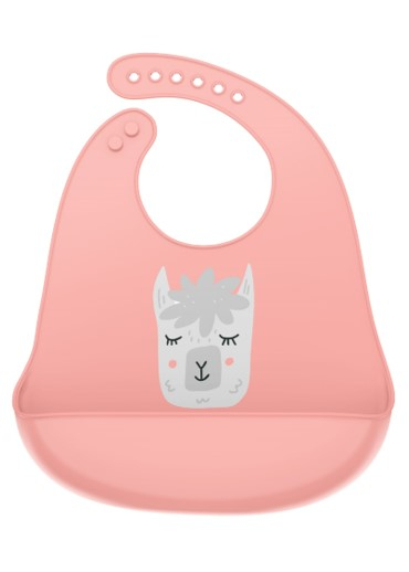 Bavetica din silicon cu buzunar cu model de lama, 1 bucata, Coccorito Bavetica din silicon cu buzunar cu model de lama, 1 bucata, Coccorito