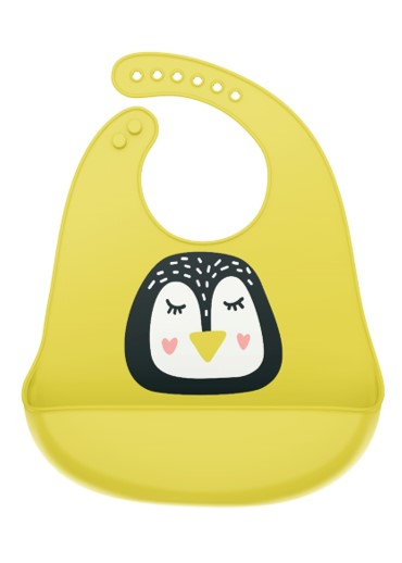 Bavetica din silicon cu buzunar cu model de pinguin, 1 bucata, Coccorito Bavetica din silicon cu buzunar cu model de pinguin, 1 bucata, Coccorito