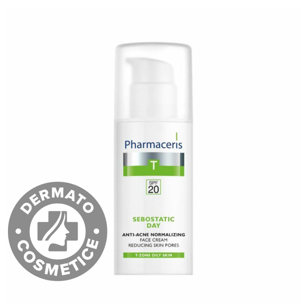 Crema matifianta anti-acnee cu SPF20 Sebostatic T, 50ml, Pharmaceris Crema matifianta anti-acnee cu SPF20 Sebostatic T, 50ml, Pharmaceris