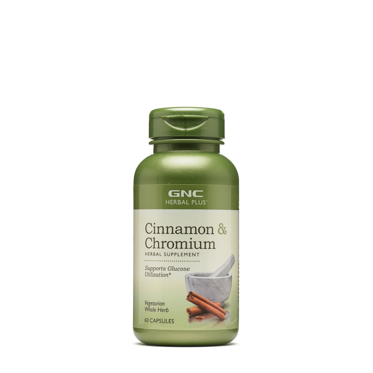 Extract standardizat de scortisoara si crom Herbal Plus®, 60 capsule, GNC Extract standardizat de scortisoara si crom Herbal Plus®, 60 capsule, GNC
