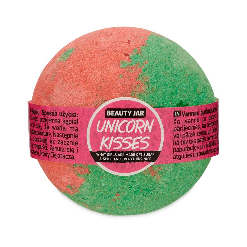 Bila de baie eferbescenta cu Vitamina E si capsuni Unicorn Kisses, 150g, Beauty Jar Bila de baie eferbescenta cu Vitamina E si capsuni Unicorn Kisses, 150g, Beauty Jar