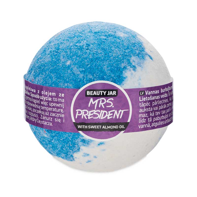 Bila de baie efervescenta cu ulei de migdale dulci Mrs. President, 150g, Beauty Jar Bila de baie efervescenta cu ulei de migdale dulci Mrs. President, 150g, Beauty Jar