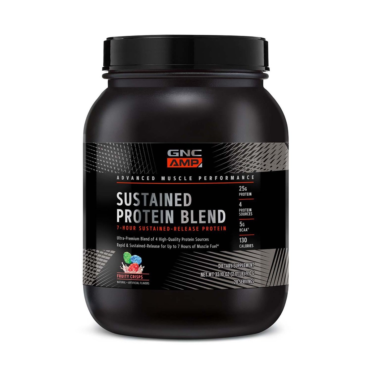 Amestec proteic cu aroma de cereale fructate AMP Sustained Protein Blend, 910g, GNC Amestec proteic cu aroma de cereale fructate AMP Sustained Protein Blend, 910g, GNC