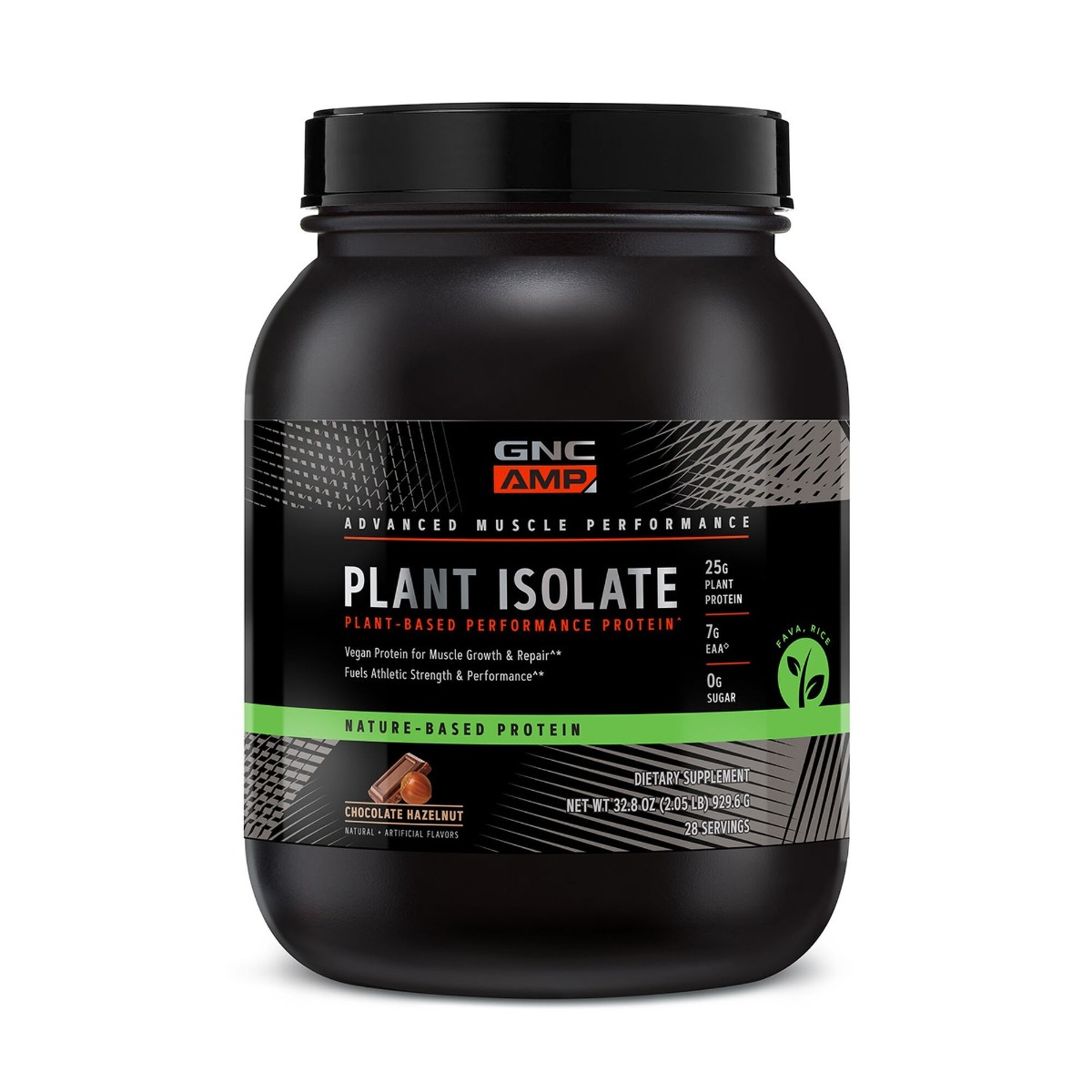 Proteina vegetala cu aroma de ciocolata si alune AMP Plant Isolate, 929.6g, GNC Proteina vegetala cu aroma de ciocolata si alune AMP Plant Isolate, 929.6g, GNC