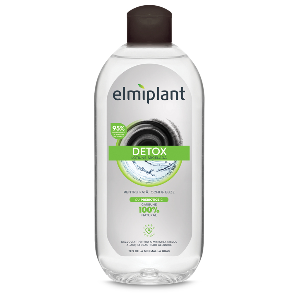 Lotiune micelara detox cu probiotice si carbune, 400ml, Elmiplant Lotiune micelara detox cu probiotice si carbune, 400ml, Elmiplant