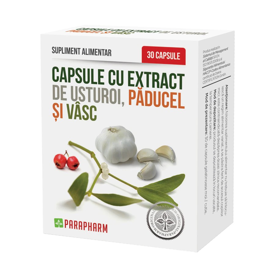 Bano cu extract de Usturoi cu Paducel si Vasc, 30 capsule, Parapharm Bano cu extract de Usturoi cu Paducel si Vasc, 30 capsule, Parapharm