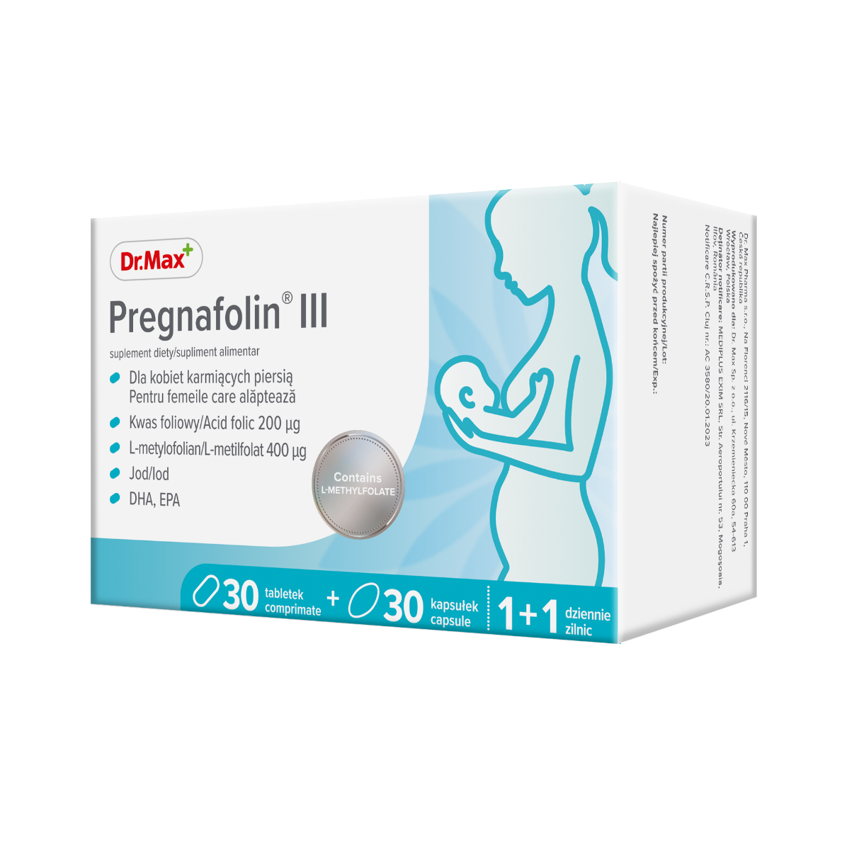 Dr. Max Pregnafolin III, 30 comprimate filmate + 30 capsule moi Dr. Max Pregnafolin III, 30 comprimate filmate + 30 capsule moi