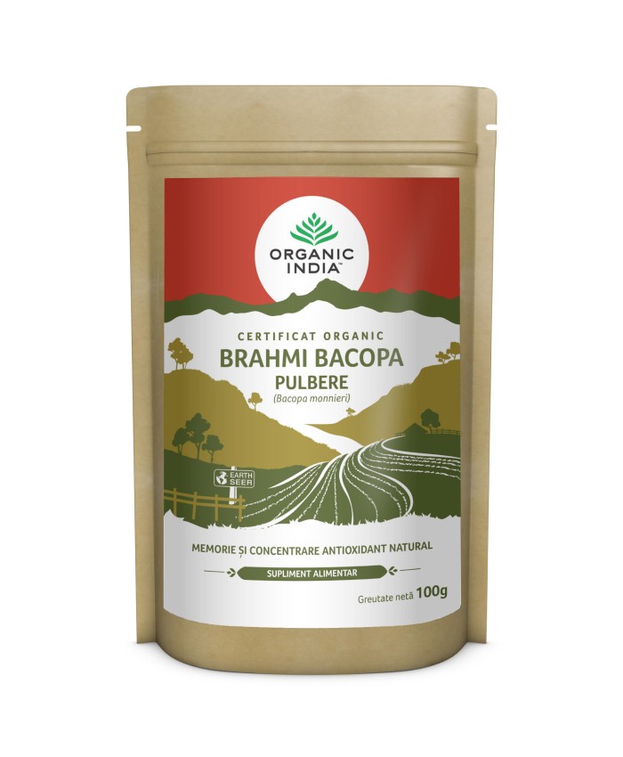 Pulbere tonic cerebral si memorie Brahmi-Bacopa, 100g, Organic India Pulbere tonic cerebral si memorie Brahmi-Bacopa, 100g, Organic India