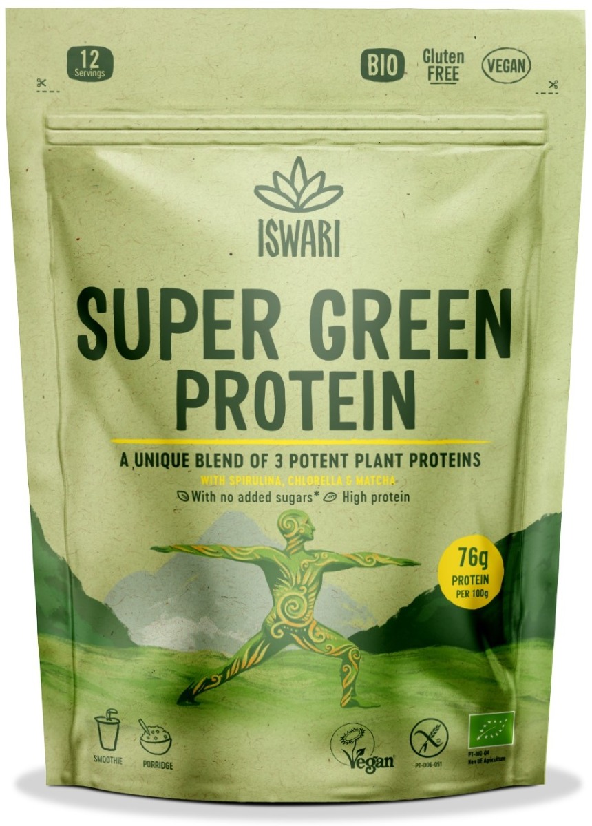 Pulbere proteica si detox bio Super Verde 71.1% proteina, 250g, Iswari Pulbere proteica si detox bio Super Verde 71.1% proteina, 250g, Iswari
