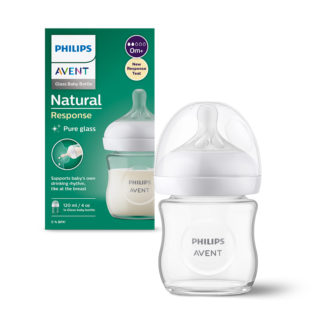 Biberon sticla pentru +0 luna Natural Response SCY930/01, 1 bucata, Philips Avent Biberon sticla pentru +0 luna Natural Response SCY930/01, 1 bucata, Philips Avent