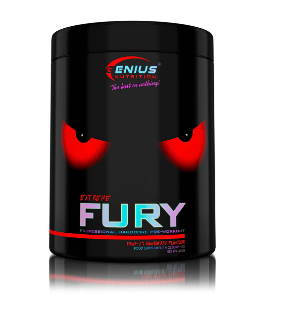 Pre-Workout cu aroma de kiwi si capsuni Fury Extreme, 400g, Genius Nutrition Pre-Workout cu aroma de kiwi si capsuni Fury Extreme, 400g, Genius Nutrition