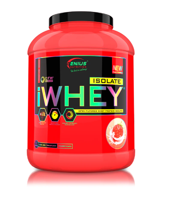 Pudra proteica cu aroma de capsuni iWhey Isolate, 2000g, Genius Nutrition Pudra proteica cu aroma de capsuni iWhey Isolate, 2000g, Genius Nutrition