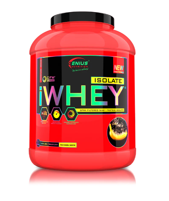Pudra proteica cu aroma de banana iWhey Isolate, 2000g, Genius Nutrition Pudra proteica cu aroma de banana iWhey Isolate, 2000g, Genius Nutrition