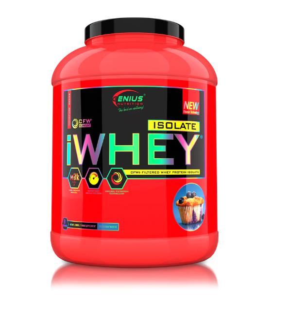 Pudra proteica cu aroma de briose cu afine iWhey Isolate, 2000g, Genius Nutrition Pudra proteica cu aroma de briose cu afine iWhey Isolate, 2000g, Genius Nutrition