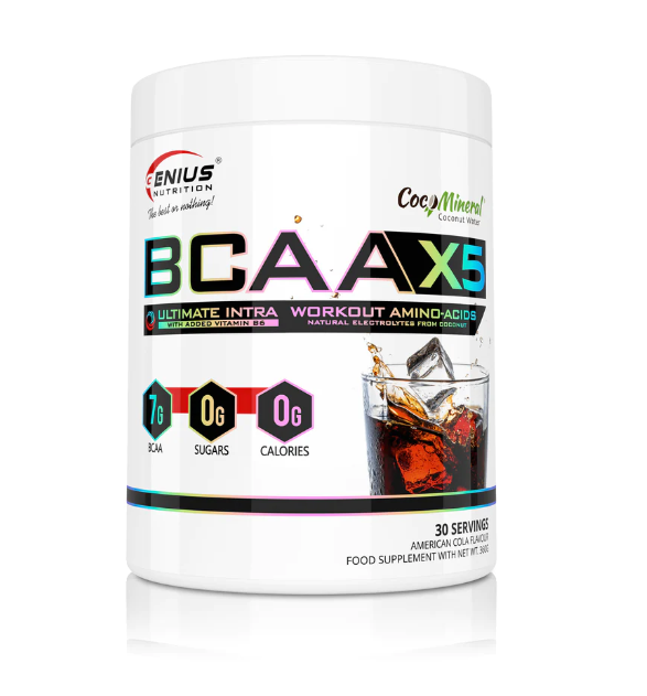 Aminoacizi pudra cu aroma de cola BCAA-X5, 360g, Genius Nutrition Aminoacizi pudra cu aroma de cola BCAA-X5, 360g, Genius Nutrition