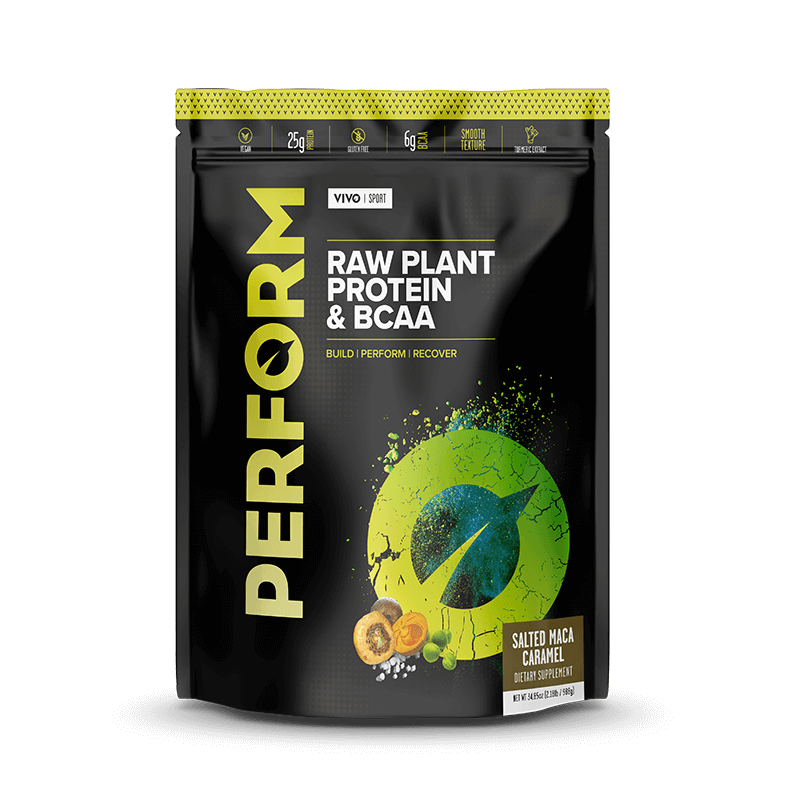 Proteine vegetale si BCAA cu aroma de Caramel sarat si Maca Perform, 988g, Vivo Proteine vegetale si BCAA cu aroma de Caramel sarat si Maca Perform, 988g, Vivo