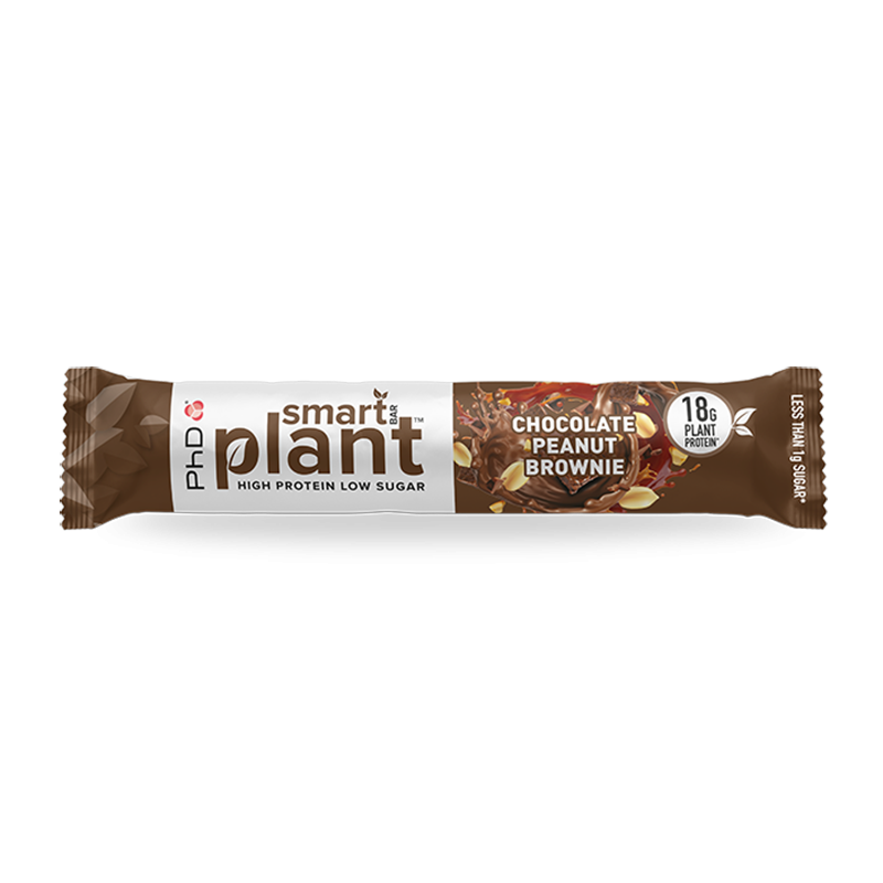 Baton proteic vegetal cu ciocolata si arahide Smart Bar Plant Chocolate Peanut Brownie, 64g, PhD Baton proteic vegetal cu ciocolata si arahide Smart Bar Plant Chocolate Peanut Brownie, 64g, PhD