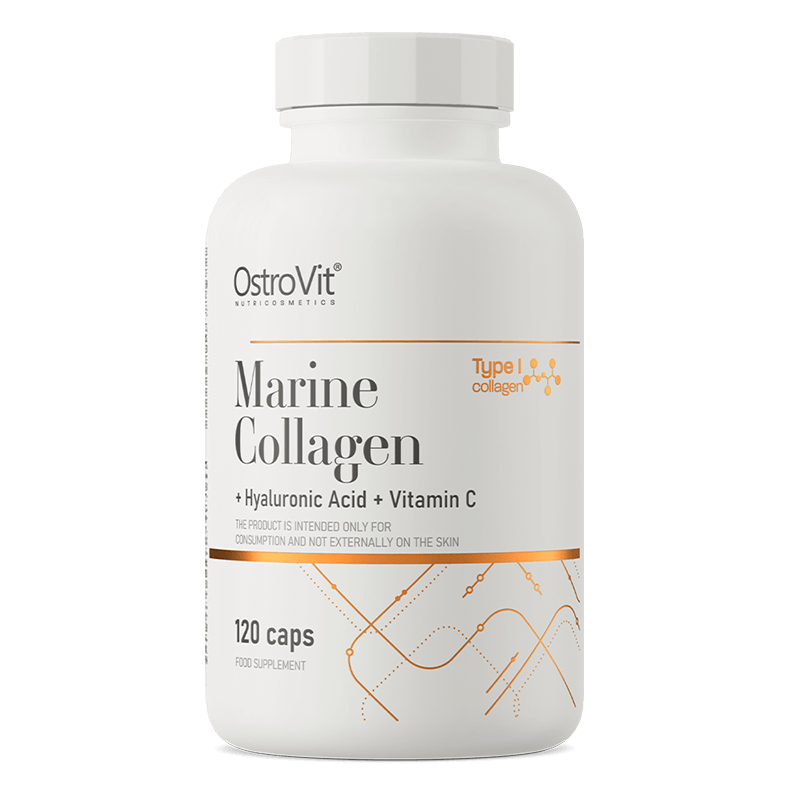 Colagen marin cu acid hialuronic si vitamina C, 120 capsule, OstroVit Colagen marin cu acid hialuronic si vitamina C, 120 capsule, OstroVit