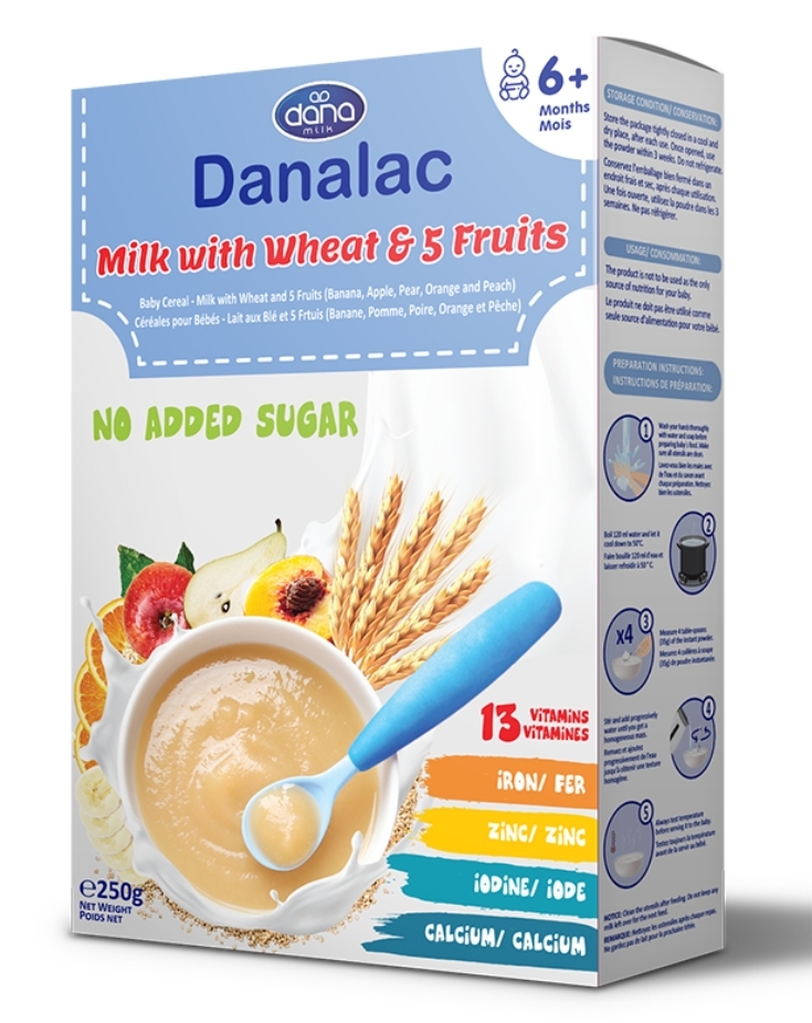 Cereale Grau & Fructe cu lapte 6m+, 250g, Danalac