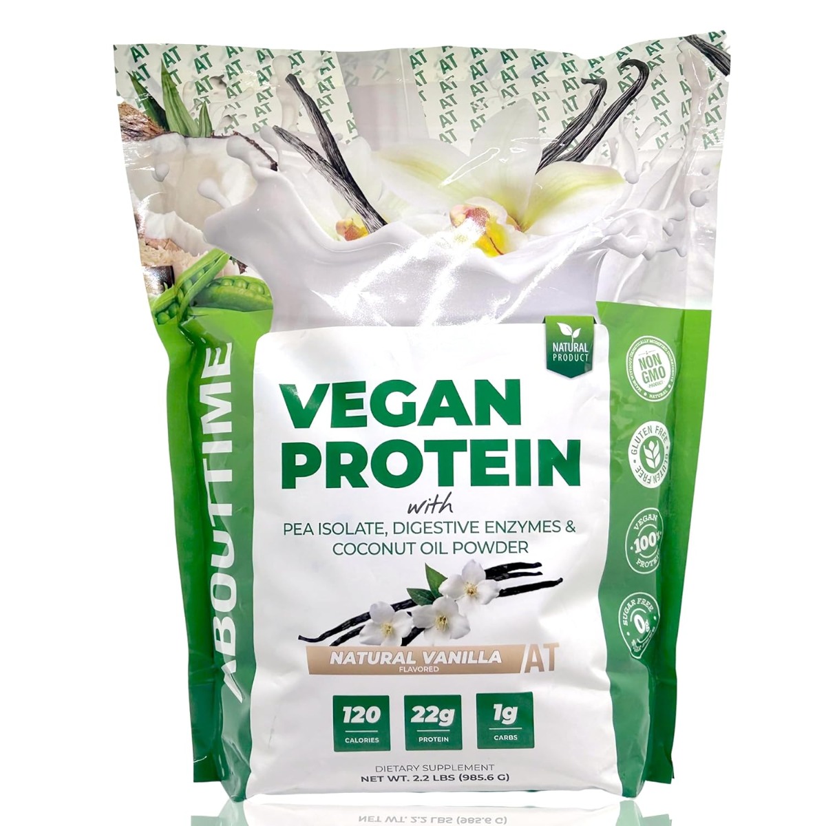 Proteina Vegana cu Aroma Naturala de Vanilie, 985g, AboutTime® Proteina Vegana cu Aroma Naturala de Vanilie, 985g, AboutTime®