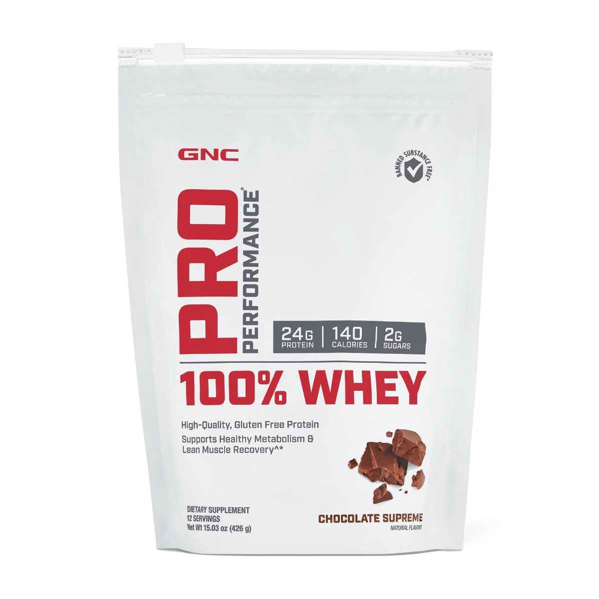 Proteina din zer cu aroma de ciocolata Pro Performance, 426g, GNC Proteina din zer cu aroma de ciocolata Pro Performance, 426g, GNC