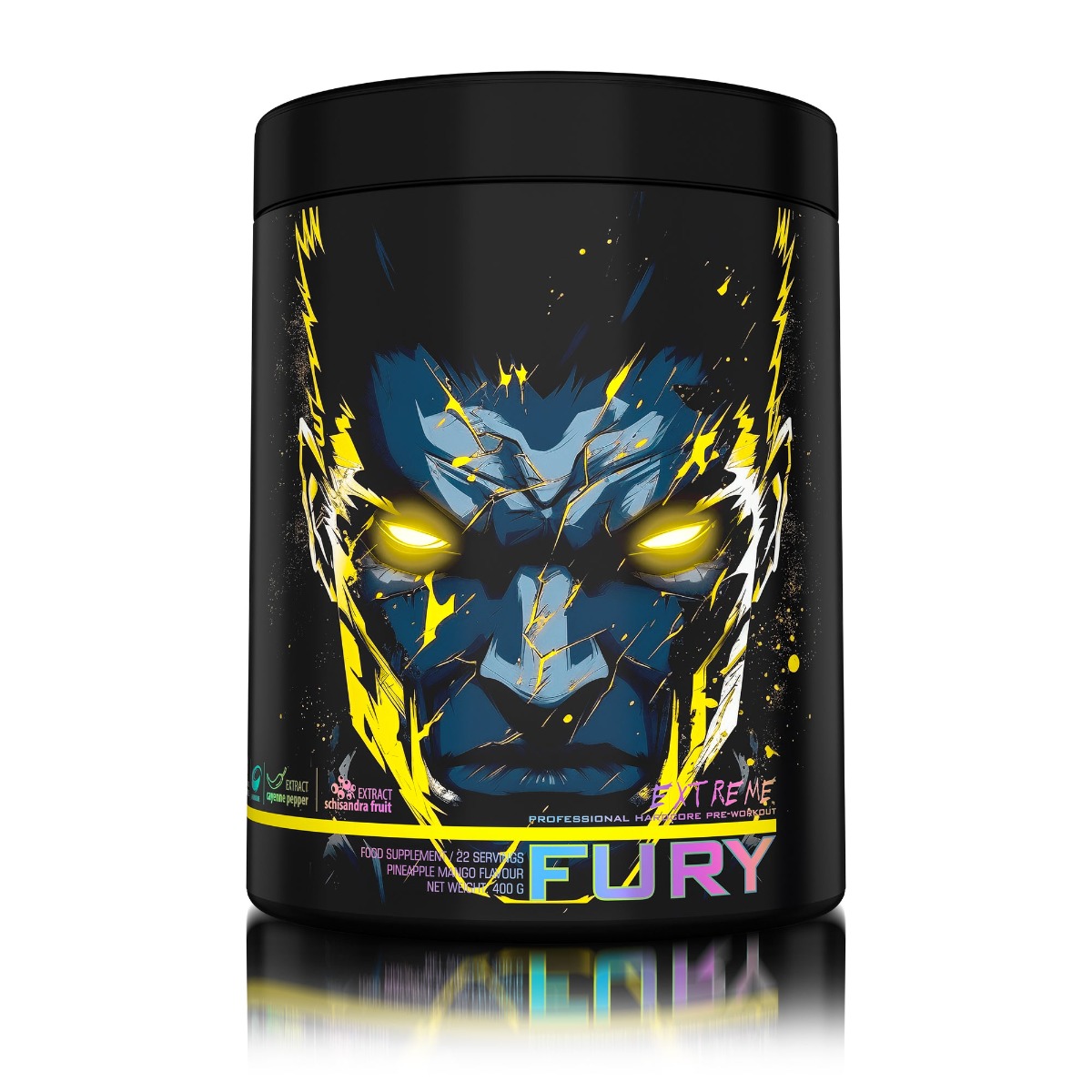 Pre-Workout cu aroma de anans si mango Fury Extreme, 400g, Genius Nutrition Pre-Workout cu aroma de anans si mango Fury Extreme, 400g, Genius Nutrition