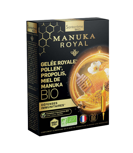 Laptisor de matca Propolis Polen Manuka Bio, 20 fiole, Santarome Bio Laptisor de matca Propolis Polen Manuka Bio, 20 fiole, Santarome Bio