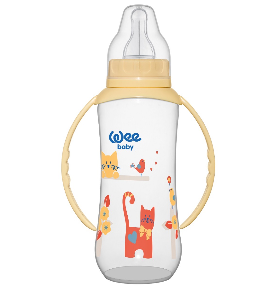 Biberon cu manere si tetina din silicon rotunda, 270ml, Wee Baby Biberon cu manere si tetina din silicon rotunda, 270ml, Wee Baby