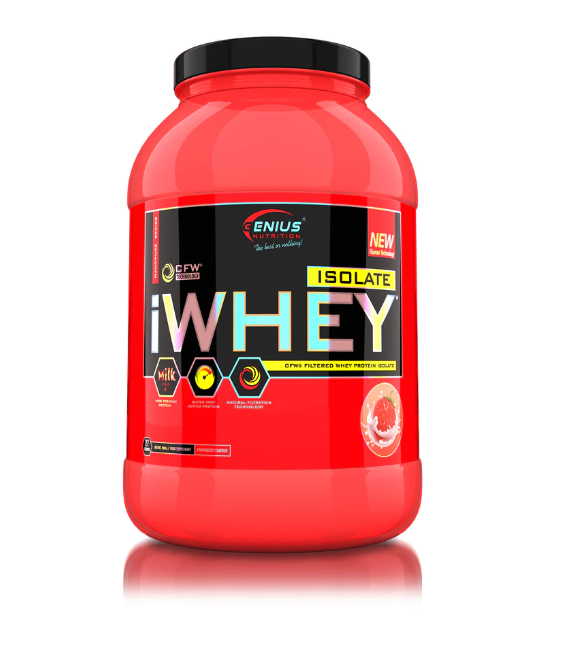 Pudra proteica cu aroma de capsuni iWhey Isolate, 900g, Genius Nutrititon Pudra proteica cu aroma de capsuni iWhey Isolate, 900g, Genius Nutrititon