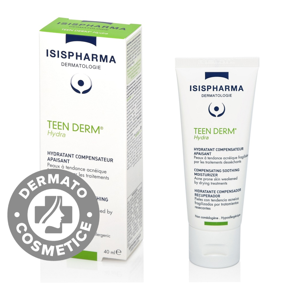 Crema pentru pielea predispusa la acnee Teen Derm Hydra, 40ml, Isis Pharma Crema pentru pielea predispusa la acnee Teen Derm Hydra, 40ml, Isis Pharma