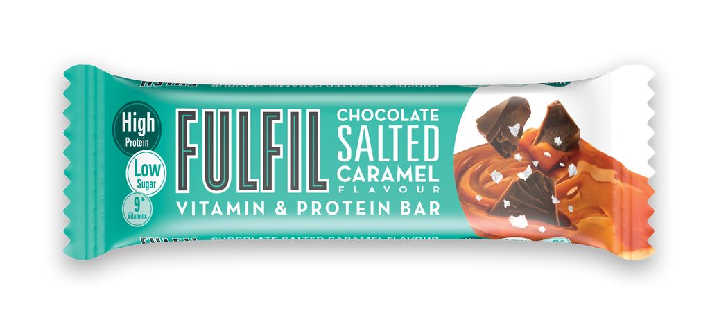 Baton proteic cu 9 vitamine Chocolate Salted Caramel, 55g, Fulfil Nutrition