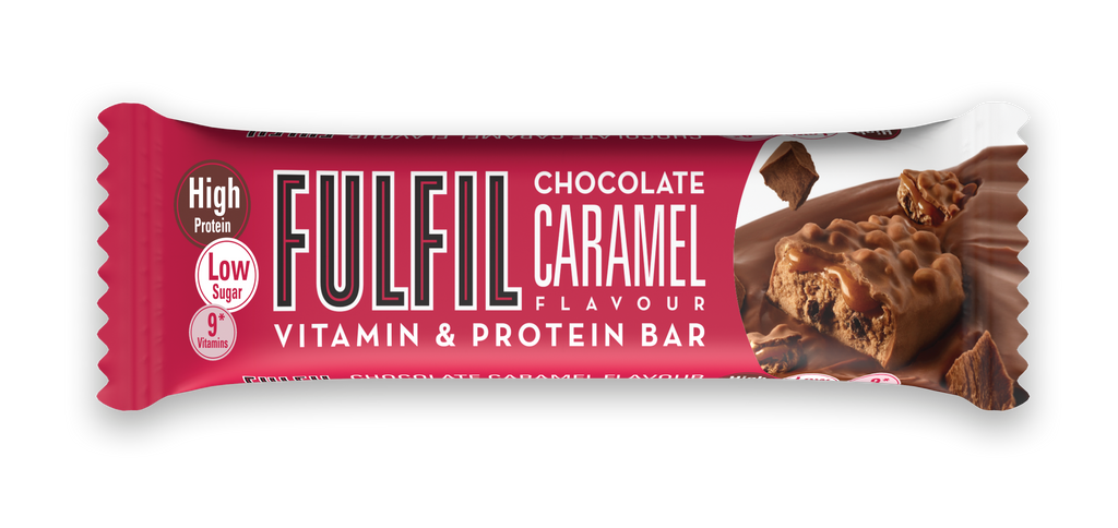 Baton proteic cu 9 vitamine Chocolate Caramel Flavour, 55g, Fulfil Nutrition Baton proteic cu 9 vitamine Chocolate Caramel Flavour, 55g, Fulfil Nutrition