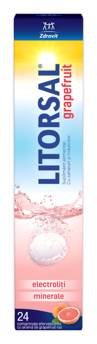 Electroliti cu aroma de grapefruit Litorsal, 24 comprimate efervescente, Zdrovit Electroliti cu aroma de grapefruit Litorsal, 24 comprimate efervescente, Zdrovit
