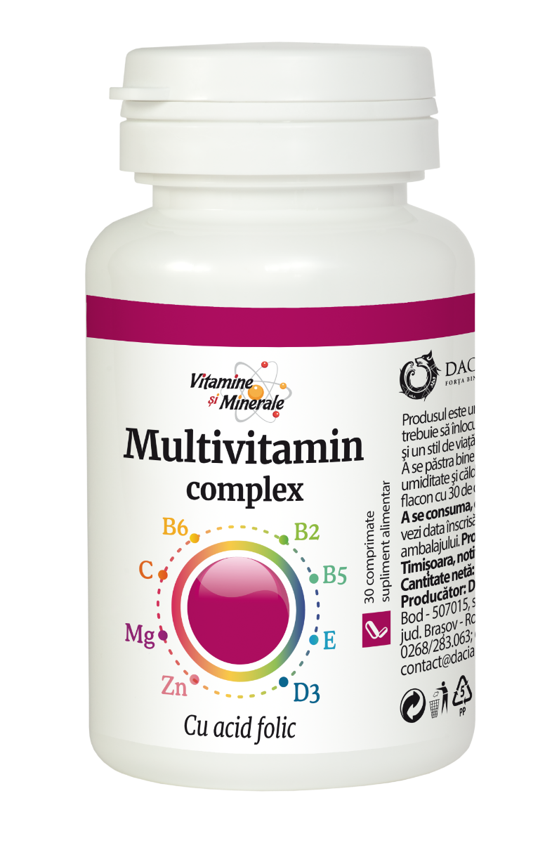Multivitamin complex cu Acid Folic, 30 comprimate, Dacia Plant Multivitamin complex cu Acid Folic, 30 comprimate, Dacia Plant