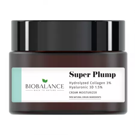 Crema hidratanta antirid cu colagen hidrolizat 3% si acid hialuronic 3D 1.5% Super Plump, 50ml, Bio Balance Crema hidratanta antirid cu colagen hidrolizat 3% si acid hialuronic 3D 1.5% Super Plump, 50ml, Bio Balance