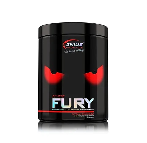 Pre-Workout cu aroma de zmeura Fury Extreme, 400g, Genius Nutrition