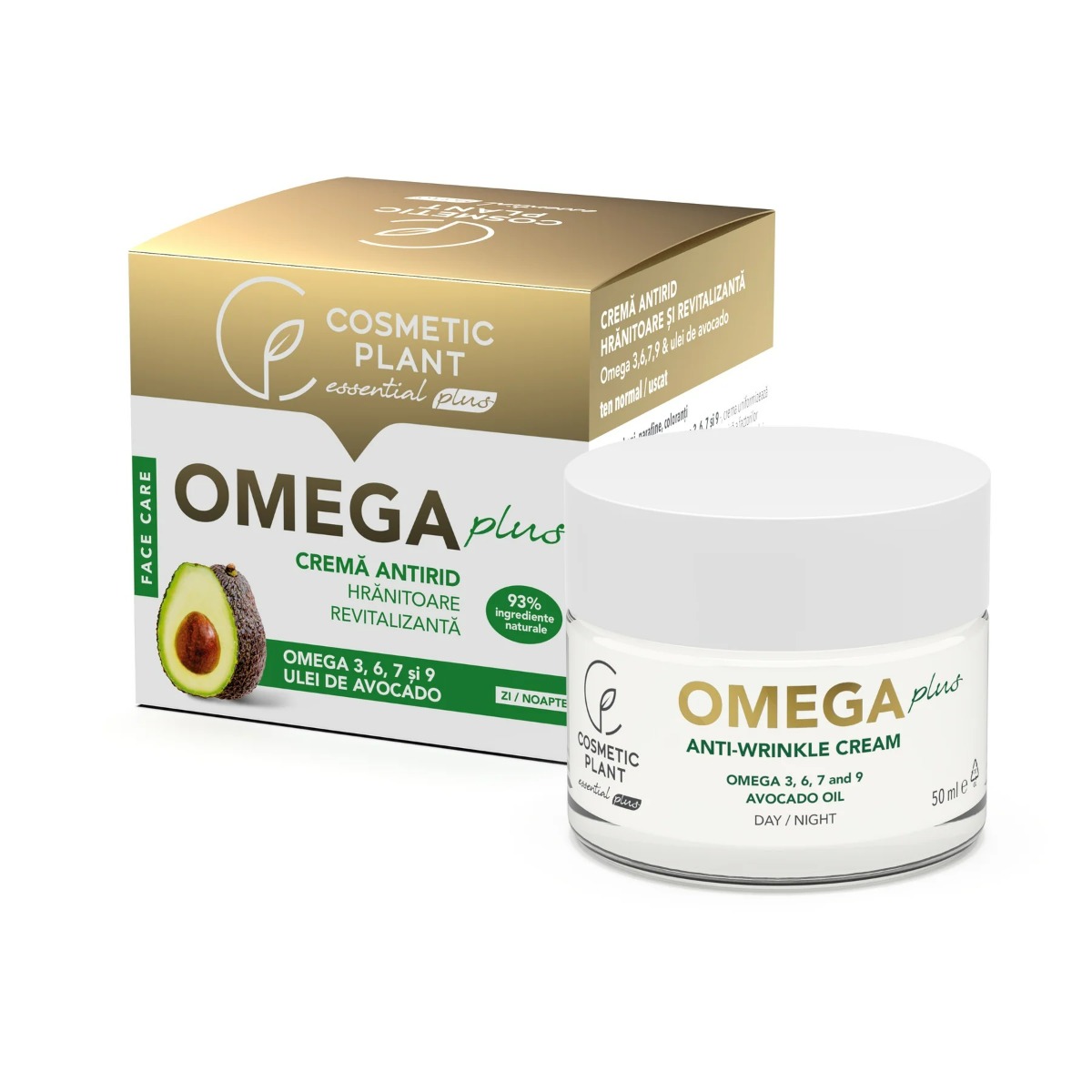 Crema antirid hranitoare revitalizanta cu omega 3 6 7 9 si ulei de avocado Omega Plus, 50ml, Cosmetic Plant Crema antirid hranitoare revitalizanta cu omega 3 6 7 9 si ulei de avocado Omega Plus, 50ml, Cosmetic Plant