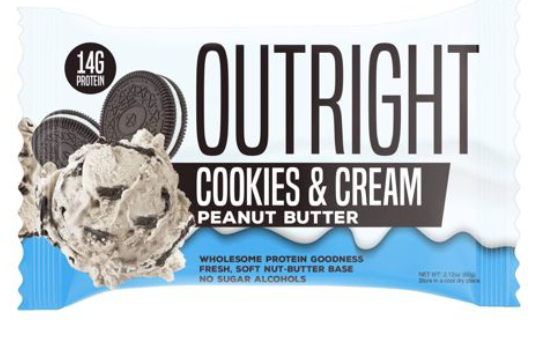 Baton proteic cu aroma de biscuiti cu crema si unt de arahide, 60g, Outright Baton proteic cu aroma de biscuiti cu crema si unt de arahide, 60g, Outright