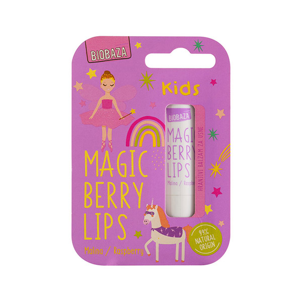 Balsam natural pentru buze pentru copii cu aroma de zmeura si uleiuri naturale, 4.5g, Biobaza Balsam natural pentru buze pentru copii cu aroma de zmeura si uleiuri naturale, 4.5g, Biobaza