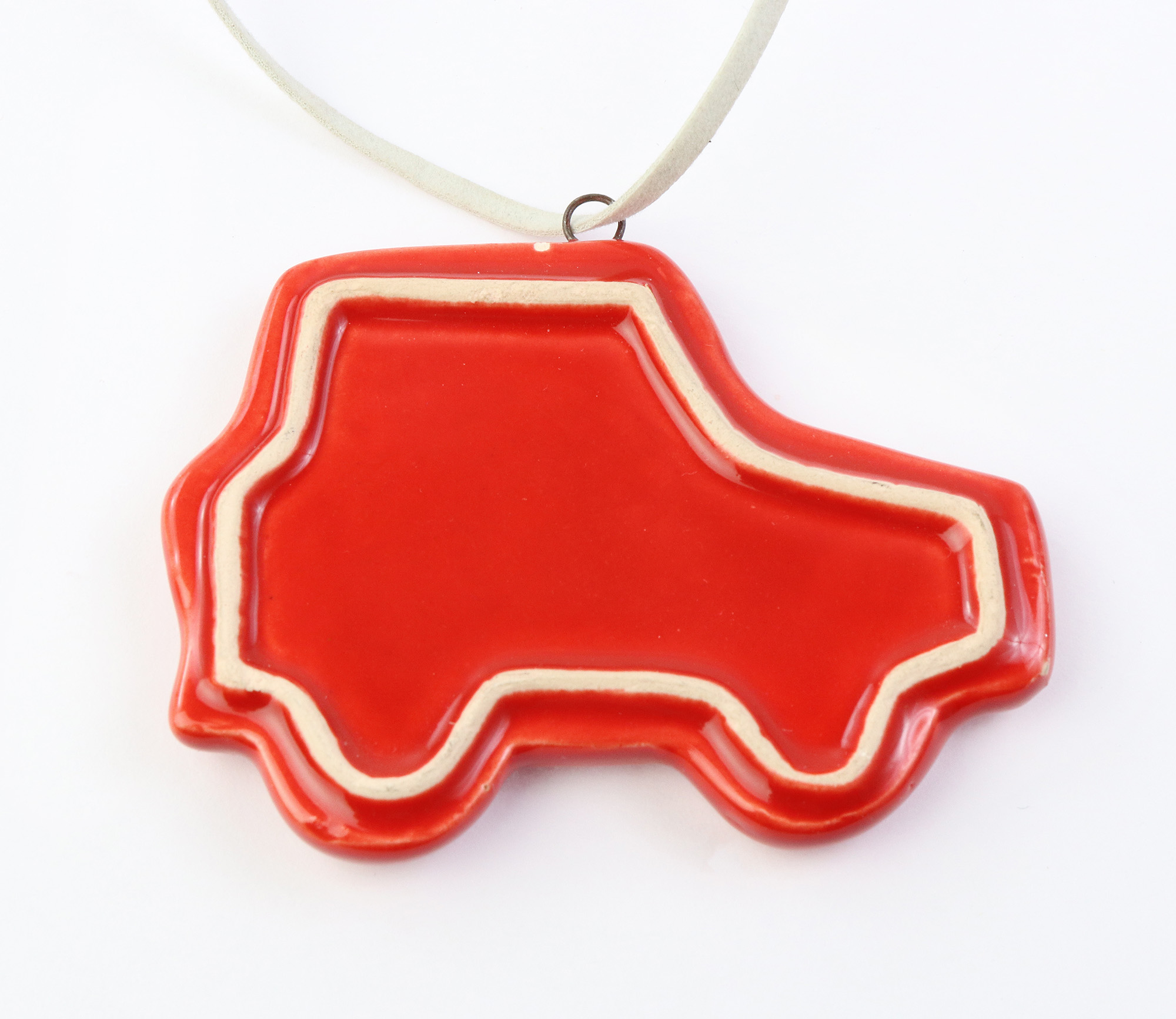 Decoratiune Craciun - Ceramic Car on String, red 7x5cm | Drescher